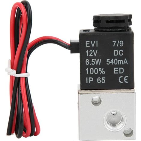 Électrovanne à action directe pour eau, air et huile, 2 positions, 3 voies, corps en alliage d'aluminium, G1/8 po (DC12V) (1/5)