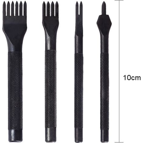Outil de maroquinerie DIY : poinçon à losange noir de 3, 4, 5 et 6 mm pour couture manuelle, poignée antidérapante avec dents lisses deng (1/4)