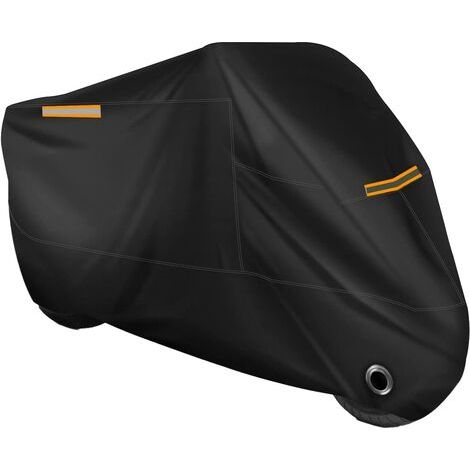 Pair - Housse moto imperméable XXL protection solaire antivol bandes réfléchissantes noir (1/5)