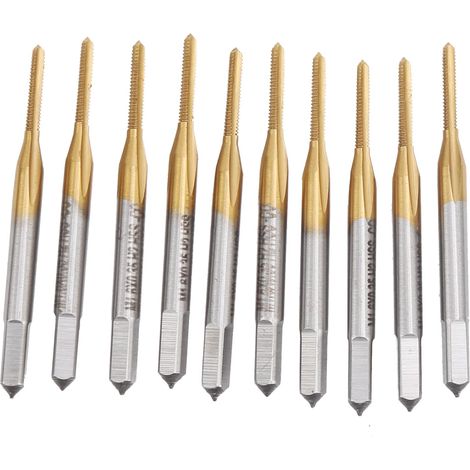 10 Pièces Tarauds à Goujure Droite de Métriques Tarauds Revêtus de Titane Taraud à Filetage Machine Forets M1.6 X 0.35mm (1/5)