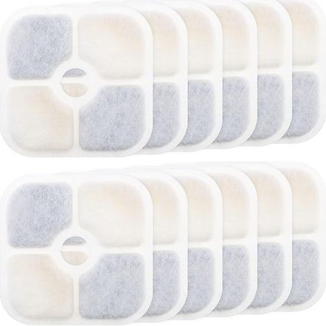 12-teiliger Wasserbrunnenfilter – Aktivkohle für Catit PIXI 43717 – Optimale Wasserreinigung – Abmessungen: 12,4 x 12,4 cm (1/5)
