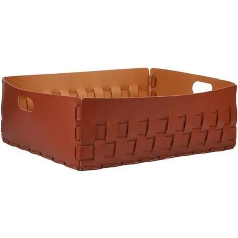 COLOMBO DESIGN Porta oggetti Cognac/Bordeaux, Cestino Bottega 60X50 H20 serie ADJ codice prod: BADJ104-0930 (1/2)