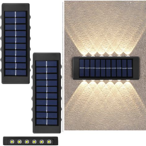 Éclairage solaire d'extérieur étanche pour clôture, idéal pour terrasses, escaliers, terrasses, vérandas et allées (lumière chaude - lot de 2) (1/5)
