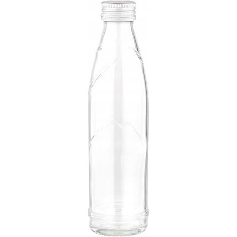 Dekorative Glasflasche für Saft mit Schraubverschluss, transparent, klein, 200 ml, 1 Stück. Vandenu