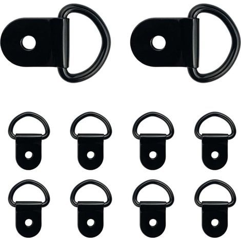 Lot de 10 anneaux d'arrimage en acier de petite taille, anneaux d'ancrage robustes pour chargement, points d'ancrage pour camions, remorques, noir (1/5)