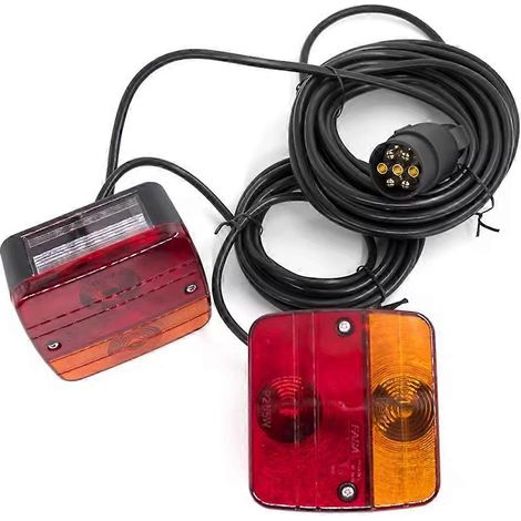 1 ensemble de feux arrière universels 12 V pour attelage de remorque, 10 m de LED, 7 broches, feu stop, éclairage de plaque d'immatriculation - JBMEDIA (1/4)