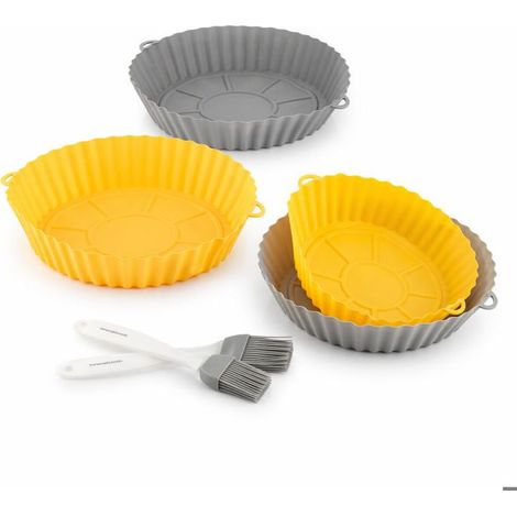 Cestas de silicona para freidora de aire - INNOVAGOODS - Mollicon (4 piezas) - Con asas - Antiadherente - Compatible con microondas (1/5)