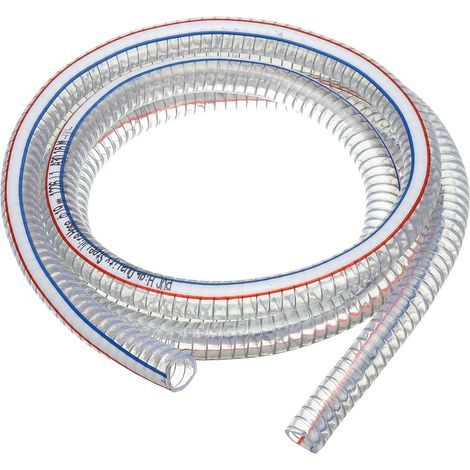 13/16"/20mm ID Reinforced Metal Wire Hose 3 Metres, High Pressure Chemical Resistant PVC Vinyl Suction Hose with Spiral Steel Wire, Transparent (1/5)