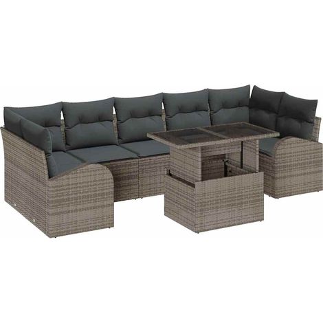 Maison Exclusive - Set Divano da Giardino 8 pcs Grigio Rattan in Polipropilene