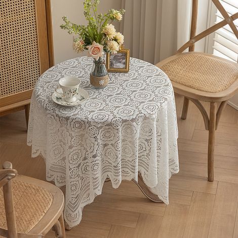Sunflower Square Tablecloth - Lace Tablecloth, Hollowed-out American Country Style Dining Table Decoration Cover - 140cm x 200cm (1/5)