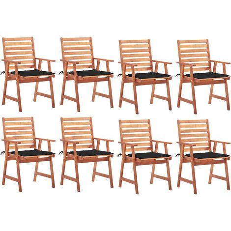 vidaXL Sillas comedor de jardín y cojines 8 uds madera maciza acacia (1/5)