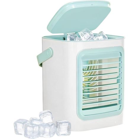 Climatiseur Personnel 3 Vitesses USB À Brancher Silencieux Ventilateur climatiseur pour petite pièce Pour Été, Télétravail, Salon, Bureau, Gym, Dortoir, Pique-Nique, Intérieur et (1/5)