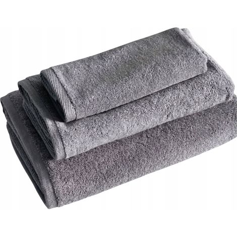 Set mit 3 grauen Handtüchern, 100 % Baumwolle, weich und dick, Hotel-Spa-Set (1/5)