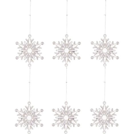 Set di 12 decorazioni a forma di fiocco di neve in vetro trasparente - ciondolo a forma di albero di Natale invernale (1/4)