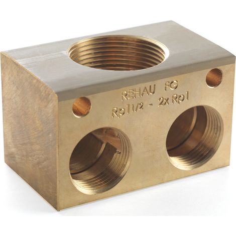 Distributeur à 2 voies Rp 1 1/2 - Rp 1, 90 degrés