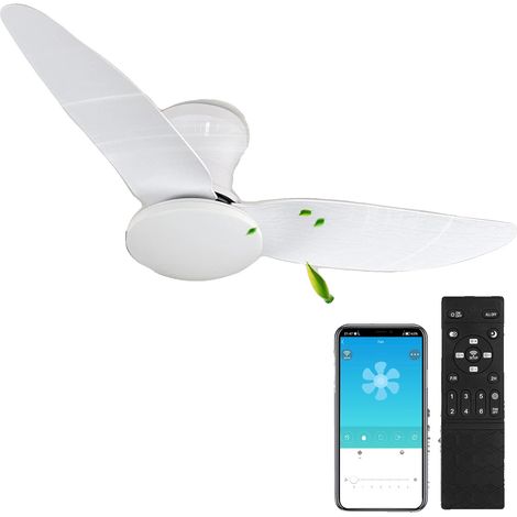 Ventilateur de plafond avec lumière, télécommandé, dimmable, Mitsuba blanc-a, 2PC (1/2)