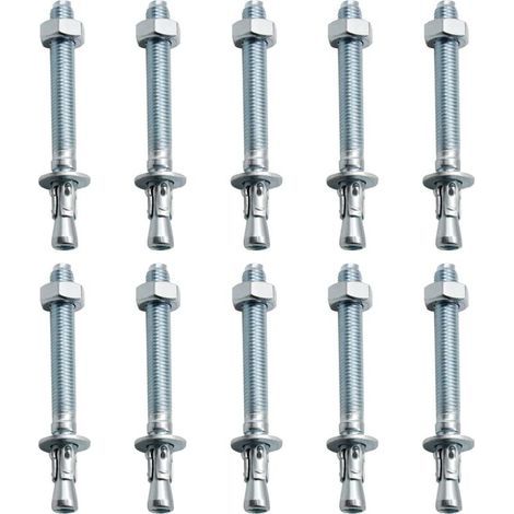 Chevilles D'ancrage, 10 Pièces M10/ 10mm Chevilles pour Charges Lourdes Galvanisées, Chevilles Métalliques Galvanisées, pour Balustrades, Murs-rideaux, Poutres, Billettes, Supports (1/5)