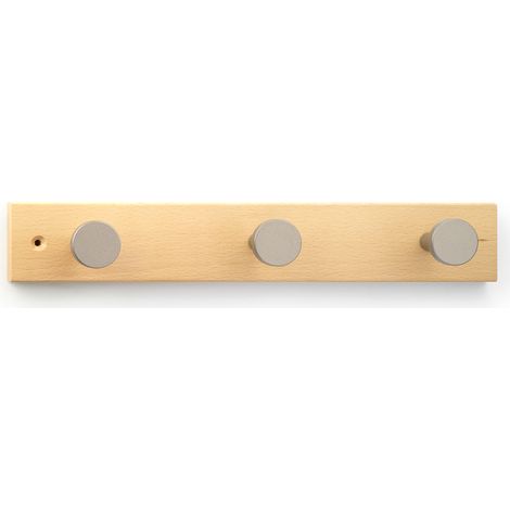 Colgador de madera - 3 pomos - Natural