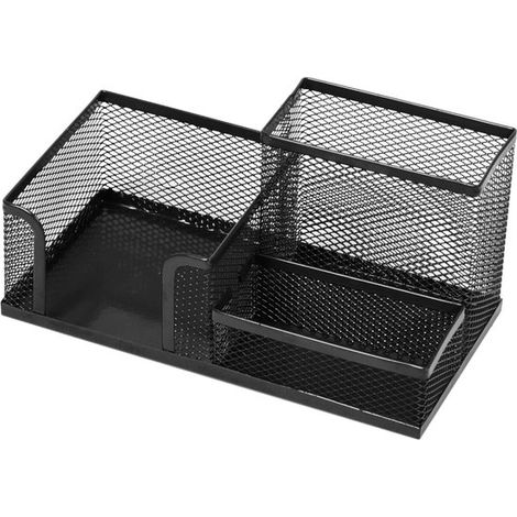Organizador de escritorio, portalápices, malla metálica, organizador de mesa negro, portanotas - 205 x 103 x 98 mm (1/5)