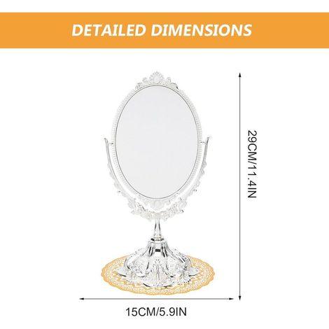 Miroir de maquillage rétro double face en métal argenté, miroir cosmétique de table pour coiffeuse avec reflet, pour féminin (1/5)