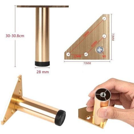 patas ajustables para muebles de 30 cm, patas modernas para sofá, patas doradas para cama, patas de repuesto para mesa y armario. (1/3)