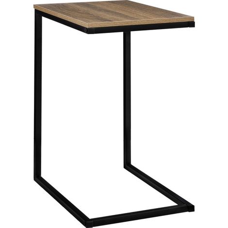 Bout de canapé en bois coloris naturel foncé et métal coloris noir - longueur 45 x Profondeur 35 x Hauteur 66 cm (1/2)