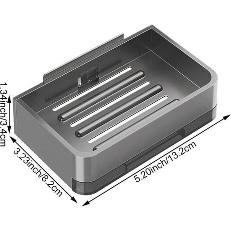 Jabonera de acero al carbono para montaje en pared con orificio de drenaje, accesorio de baño, juego de 2 (1/5)