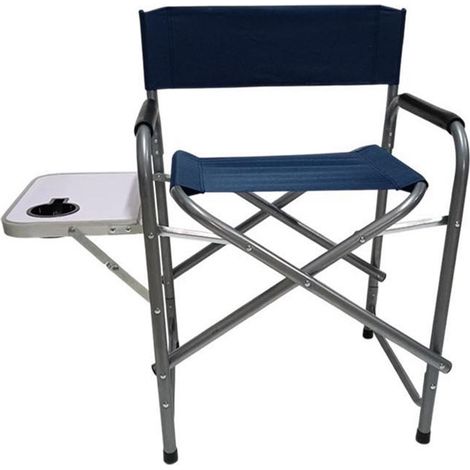 Sedia da Regista Pieghevole con Tavolino Laterale e Porta Bicchiere per Campeggio Giardino Pesca e Outdoor in Metallo e Tessuto Poliestere 600D  cm 83x47x80 poltrona Comfort  Colori Assortiti. - color