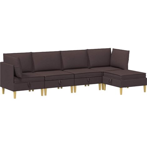 Canapé modulaire avec rangement 5 pc Marron foncé Tissu vidaXL