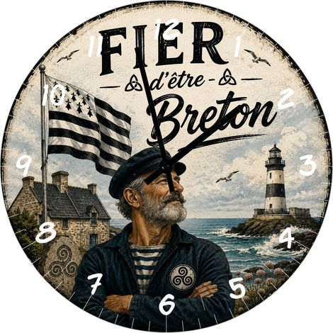 Horloge murale Breton verre 29 cm - Fier d'être Breton (1/2)