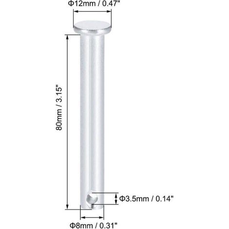 Axes À Chape - Acier Galvanisé - Diamètre 8 mm - Longueur 80 mm - Tête Plate Trou Unique - Lot De 8 (1/3)