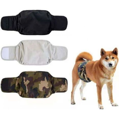 Confezione da 3 pannolini lavabili per cani maschi - Strisce riutilizzabili per cani (L) (1/4)