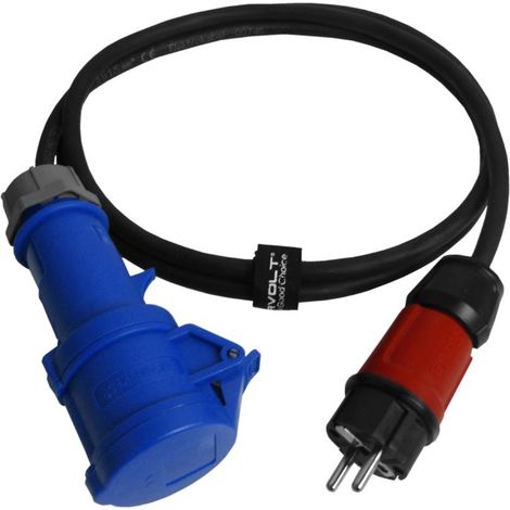 Câble adaptateur de camping 0,33 m, fiche 230 V vers prise CEE, IP44, 3 x 2,5 mm