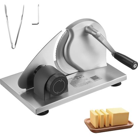 Trancheuse à Pain Manuelle, Coupe Fromage à Épaisseur Réglable de 0 à 15 mm, pour Tofu Saucisson Cuisine et Boulangerie, Coupe pain à Manivelle avec Lame Micro-dentelée en Acier Inoxydable (1/5)