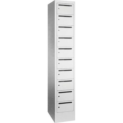 Pavoy Schließfachschrank, 1 x 10 Fächer, Korpus / Front Lichtgrau