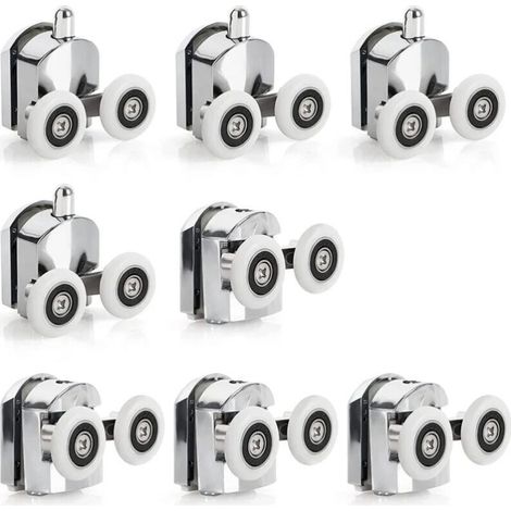 8 pcs Sliding Shower Door Castors Zinc Alloy Sliding Shower Door 23 mm Diameter Twin Replacement Wheels for Bathroom (1/4)