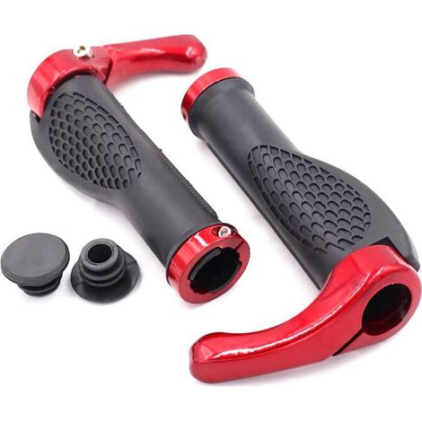(Rouge) Poignées de vélo Guidon de vélo de montagne ergonomique Guidon d'équitation anti-dérapant Klaxon de vélo de montagne Barre de queue (1/5)