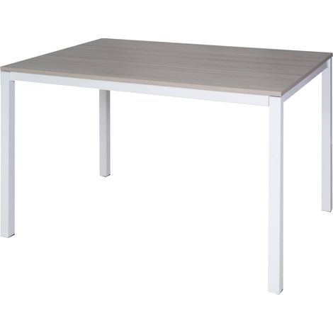 Table extensible en métal peint et plateau en stratifié, couleur marron, 130 x 76 x 85 cm (1/5)