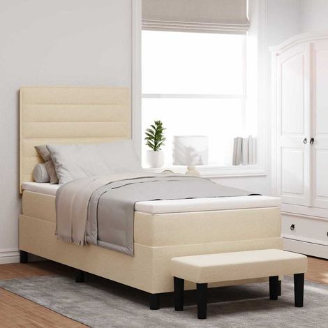 Teenpull – Boxspringbett mit Kissen mit Kopfteil Creme 100 x 200 cm Stoff (1/5)