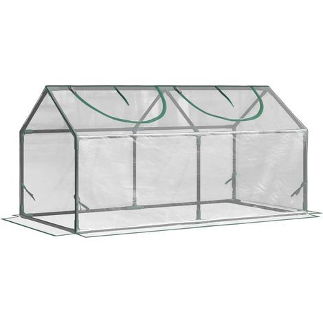 Mini Greenhouse, 2 Zipped Windows, Plastic Cover, Steel Frame, 120x60x60 cm, Balcony (1/5)