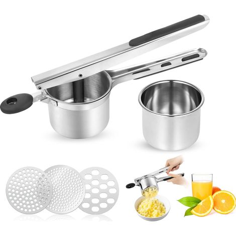 Presse-purée, Presse Purée Manuel à Pommes de Terre avec 3Disques Interchangeables, Manuel à Pommes de Terre, pour la purée de pommes de terre, la purée de légumes (1/4)