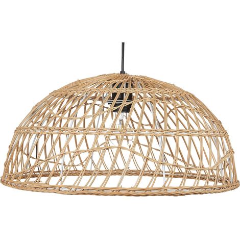 Lampadario in rattan beige naturale 123 cm con paralume Ravine