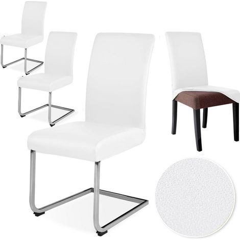 Stuhlhussen 4er Set Kunstleder wasserdicht für Esszimmerstühle ohne Armlehnen, Weiß (1/5)