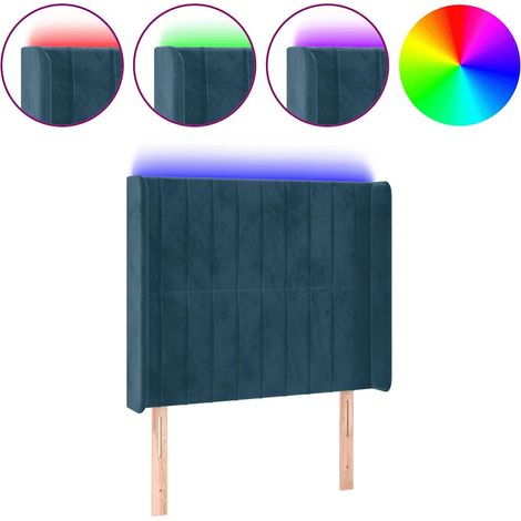 Testiera  Testata del letto a LED Blu Scuro 103x16x118/128 cm in Velluto (1/5)