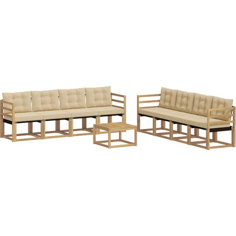 Outdoor Sofa Set with Cushion 9 pcs White and Beige vidaXL (1/5)