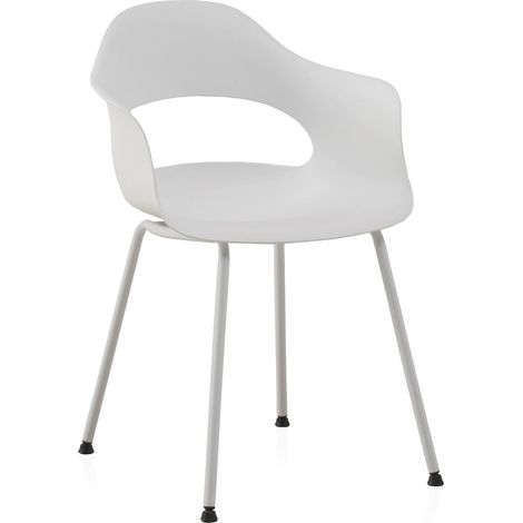 Chaise design blanche en polypropylène et pieds métal élégant - blanc mat contemporain (1/5)
