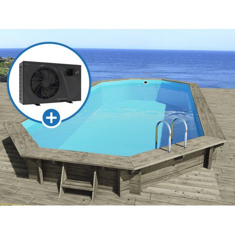 Piscine bois " Ibiza 145 " - 8.57 x 4.57 x 1.45 m + Pompe à chaleur - Puissance 6.1 kW