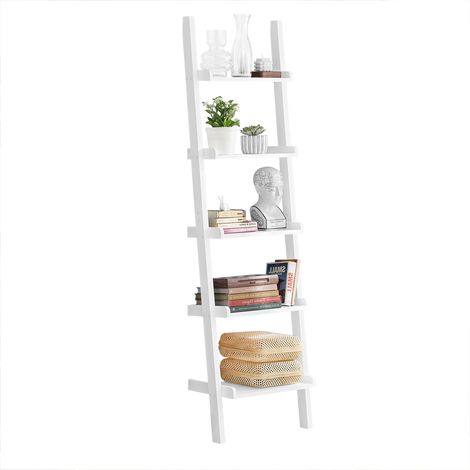 Moderna Estantería Escalera con Cinco Estantes Estante de Pared en Color Blanco, FRG17-W SoBuy ES (1/5)