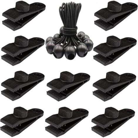 Lot de 20 clips de bâche robustes – Pinces de tente à vis pour bâche avec boule élastique pour auvent, auvents, pergola, couvertures en toile, camping en plein air, piscine. (1/4)