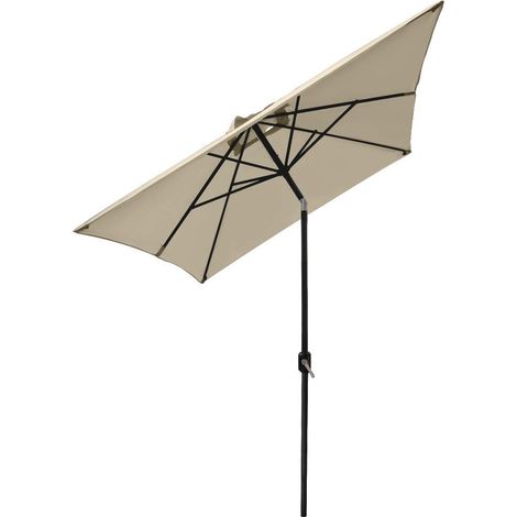Outdoor Patio Garden Parasol 3x2m Sun Shade Umbrella Canopy w/ Crank Tilt UV protection - Black